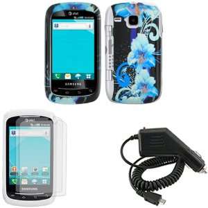 iFase Brand Samsung DoubleTime i857 Combo Blue Flower Protective Case 