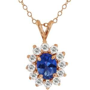   Sapphire Blue Mystic Topaz and Topaz 14k Rose Gold Pendant Jewelry