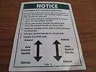 GENIE Aerial Lift NOTICE Ext. Axle Oper. Inst LABEL decal 