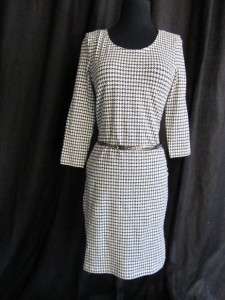   Houndstooth Graphic Print Fitted Knit Sheath Dress 6 Small S  