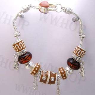 European Charms Bracelets Enamel & Brown & Bead cp025  