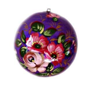 Round Wooden Ornament for Christmas Tree Hand Painting, Violet Color 