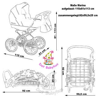   Kombikinderwagen / Kinderwagen *Marina* traumhafte Farbdesigns Retro