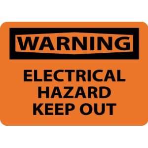 Warning, Electrical Hazard Keep Out, 10X14, Adhesive Vinyl  