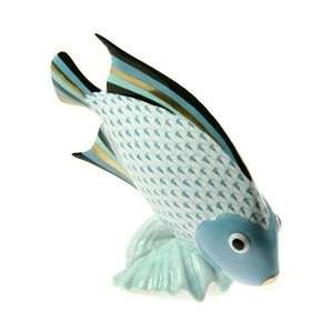 Herend Large Fish Turquoise Fishnet 
