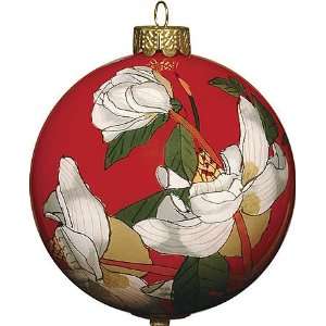 Hand Painted 3 Inch Glass Ball Tree Ornament Red with 