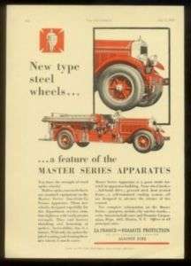 1930 red American LaFrance fire engine truck print ad 1  