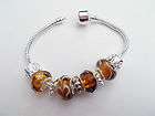   Style Bracelet Murano Lampwork .925 Glass Bead 7 In. Dk Topaz Colors