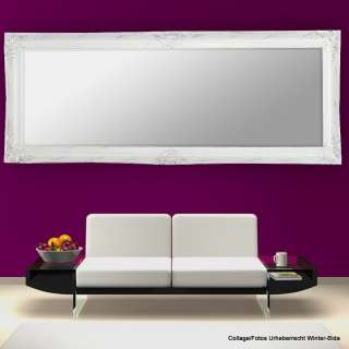 Grosser 132 cm Wandspiegel LEONY weiß/silber Barockspiegel 