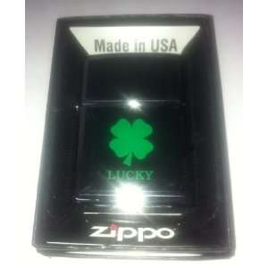  Zippo Custom Lighter   Black Ivory Lucky 4 Leaf Clover 