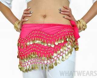 Belly Dance Gold 128 Coin Belt Hip Scarf Skirts Costume  