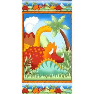   Dino Large Panel Multi Fabric By The Panel Arts, Crafts & Sewing
