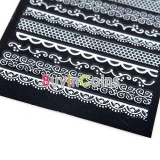   Beautiful 1 Sheet 3D Nail Art Stickers Style Bling Lace Tip  