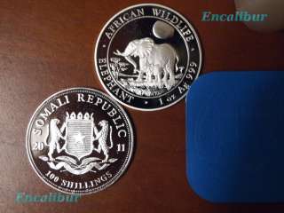   Republic 100 shilling 1oz Silver African Wildlife Elephant German MT