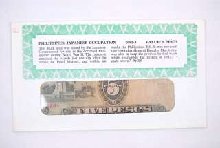 Japanese Five Peso Banknote WWII w/ Counter Stamp  