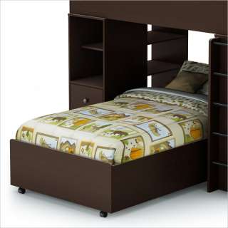 South Shore Logik Twin Frame Only on Casters Chocolate Finish Bed 