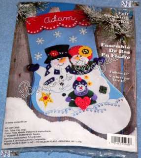 Design Works SNOWMAN FAMILY STOCKING Felt Applique Christmas Kit 