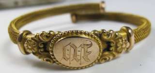   antique Victorian gold filled Mesh Monogrammed Signet Wrap Bracelet