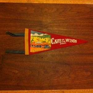 1950s CAVE OF THE WINDS COLORADO SOUVENIR PENNANT  