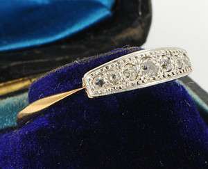 Art Deco 18 Ct Gold Platinum 7 Diamond Ring Sz S or 9 1/4 c1925  