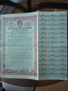 PARAGUAY GOLD BOND 1935 $100  WITH COUPONS SCARCE   