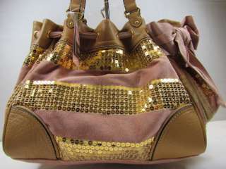 Juicy Couture Pink Gold Sequin Stripe Daydreamer Tote Handbag w 