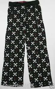 Paul Frank Sleep Wear Pajama Pants PJ Lounge Pants Black With Skulls 