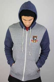 Entree Entree LS Patch Teddy Gray and blue Zip Up Hoody  Karmaloop 