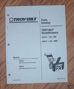 TROY BILT 42010 SNOW THROWER PARTS CATALOG 1994   2000  