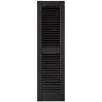 12 in. x 43 in. Louvered Vinyl Exterior Shutters Pair #002 Black 