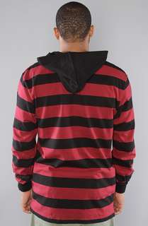 Crooks and Castles The Air Guns Rugby Hoody in Black Scarlet 