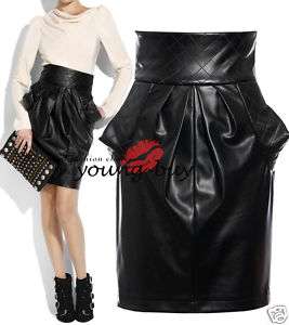 Black Leatherette High waisted Skirt US Sz 4~14 w1484  