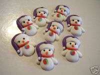 Adorable Snowmen Purple Hat Christmas Fimo Beads  