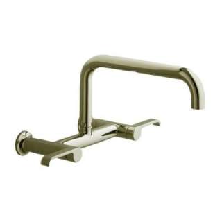 Torq Wall Mount 2 Handle Low Arc Kitchen Faucet in Vibrant Polished 