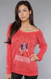 Junkfood Clothing The Patriots Heather Off The Shoulder Raglan in 