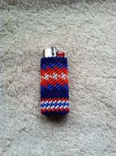 Native American Bead Work   Peyote Stitch beaded lighter cover  