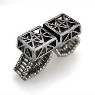 Retro Punk DOUBLE FINGER RING IN (Silver Or Gold) AS SEEN FREE 