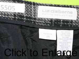 Liz Claiborne sz 14P Petite Womens Pleated Full Skirt Black Gray Plaid 