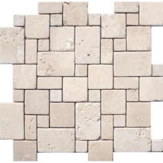   In. Ivory Mini Versaille Pattern Travertine Mosaic Floor & Wall Tile