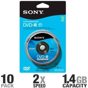 Sony 10DMR30RS1H Mini DVD R Spindle   10 Pack, 2X, 1.4GB at 