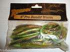 Renegade 6 Pro Bandit Worms, Green/Black w/Red Flake, 20 Count (New 
