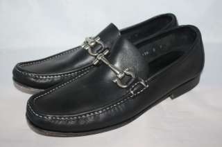 Ferragamo Giordano Black Leather Loafers Mens Shoes size 7 D US 2012 