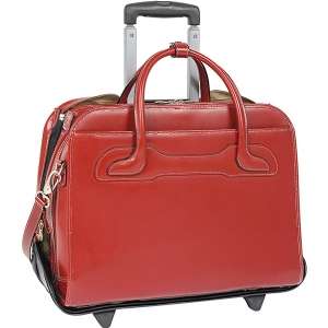 McKlein 94986 17 Willowbrook Red Italian Leather Detachable Wheeled 