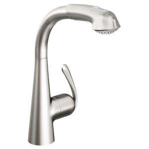 GROHE Ladylux 3 Single Hole Dual Spray Pull Out Kitchen Faucet in 
