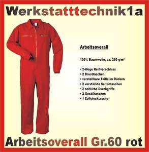 Overall Arbeitsoverall Rallyeoverall rot Gr. 60  