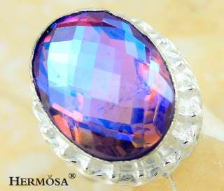 Rare Awesome Princess Rainbow Topaz Sterling Silver Lady Ring s.6 Mom 