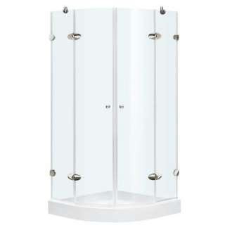 40 in. x 78 in. Frameless Neo Round Shower Enclosure in Chrome with 