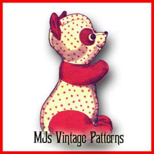 Stuffed Panda Bear (Red Panda) Vintage Pattern  