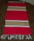 Vintage Scandinavian Weaving Runner Bright Red 32 in. Long + Fringe