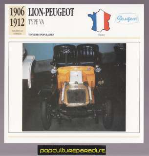1906 1912 LION PEUGEOT TYPE VA FRENCH SPEC PHOTO CARD  